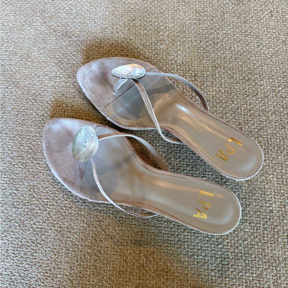 LPA Beige Sandals with Shell Accent